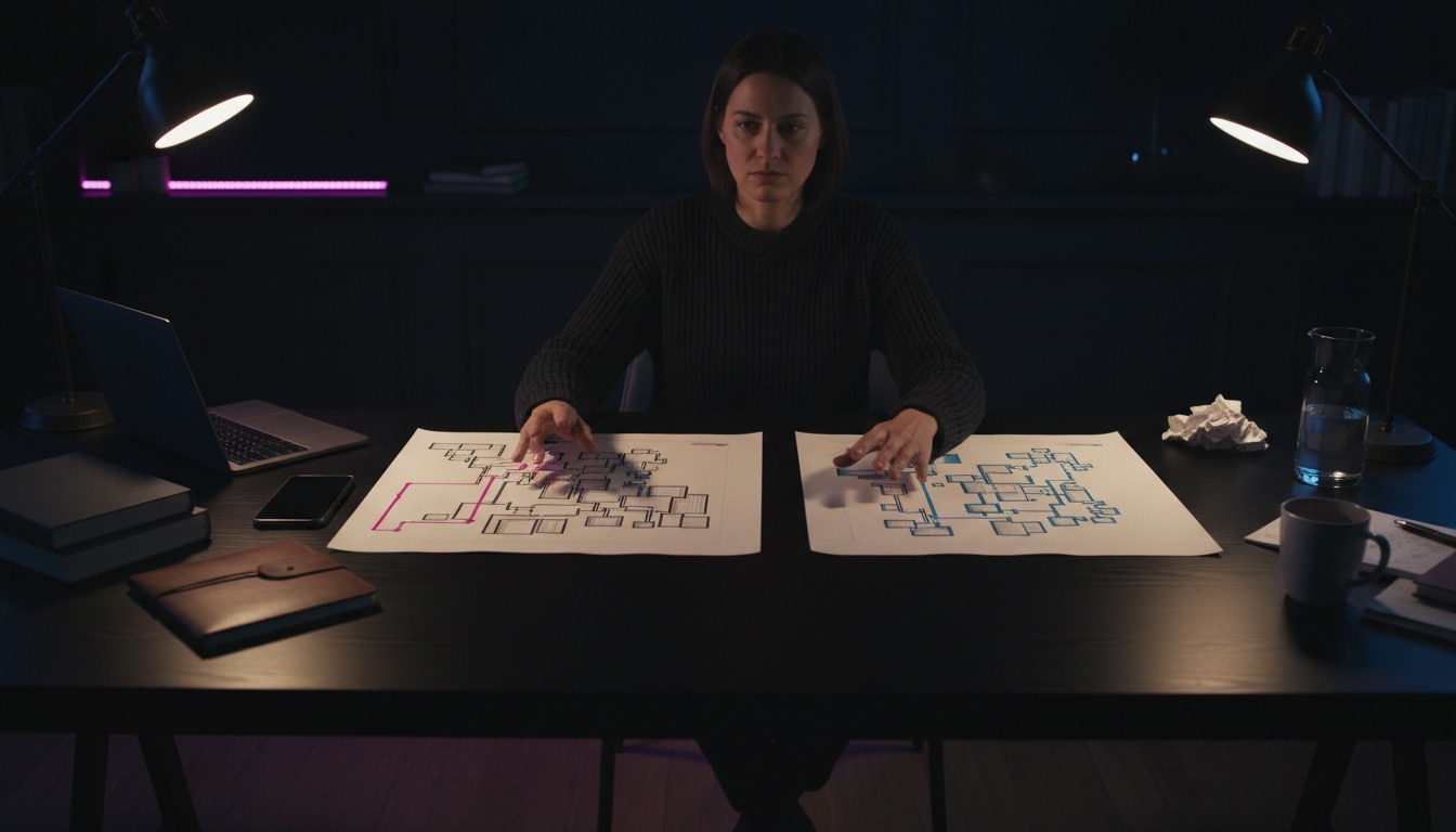 Groupe en réunion devant un tableau pour arbitrer un projet digital