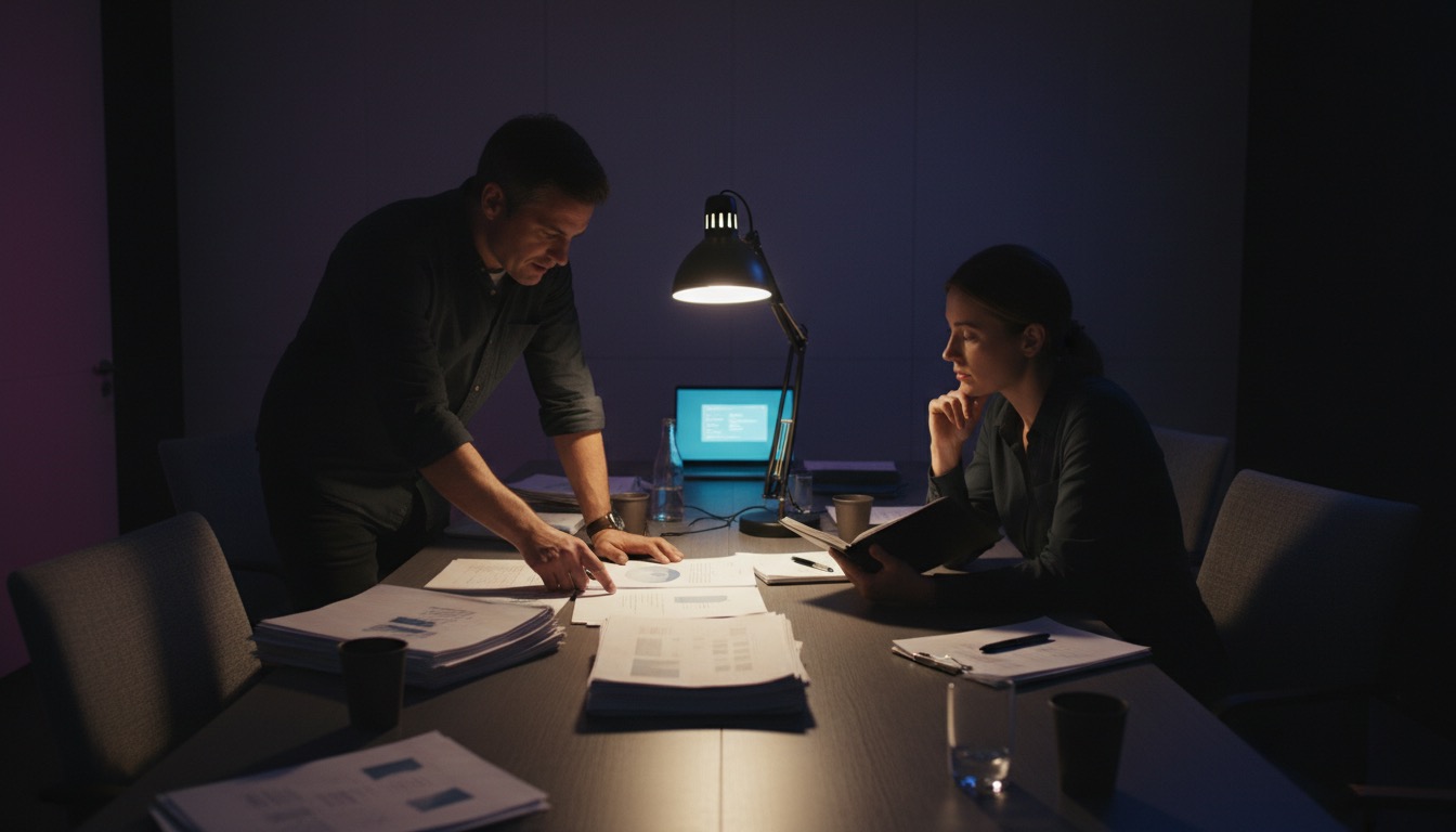 Equipe produit en atelier autour d'une table de travail