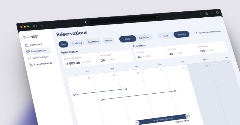 Interface de reservations et de planning visible sur un produit metier avec plusieurs niveaux d'usage