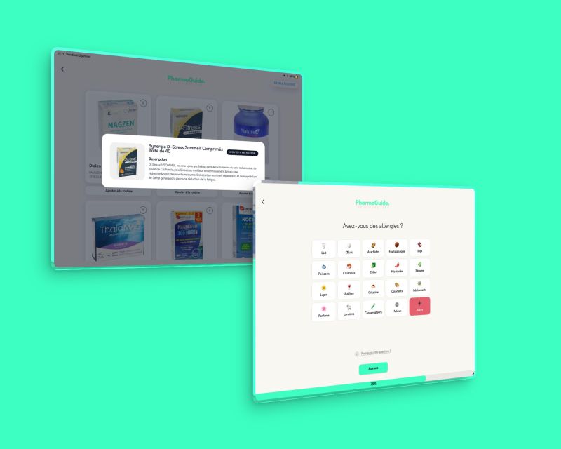 Parcours produit visible sur plusieurs ecrans, utile pour analyser un existant avant de le relancer